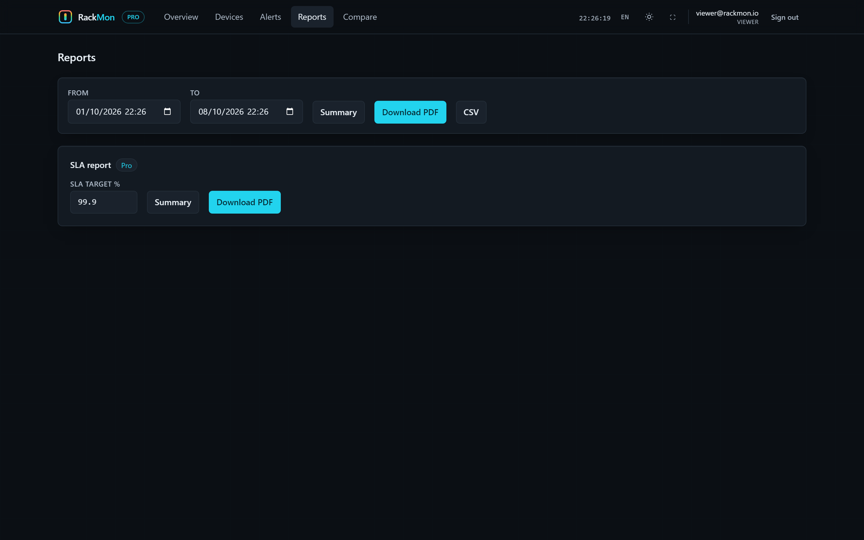 Reports: availability and SLA compliance